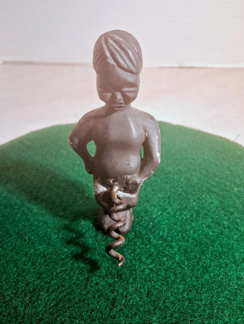 Vintage Cast Iron Cork Screw Little Boy Peeing